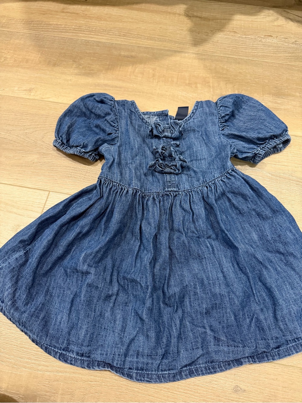 GAP Denim Puff-Sleeve Dress in Blue